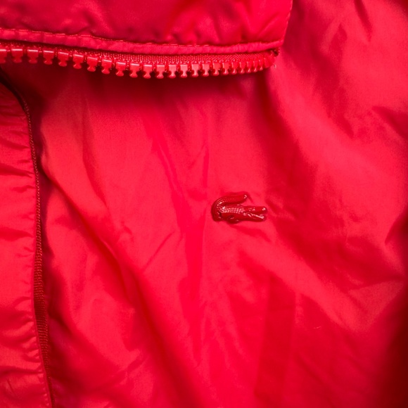 Lacoste Soft Shell High Neck Red Jacket Packable Hood Women's Size 44 (US L) - Picture 4 of 11